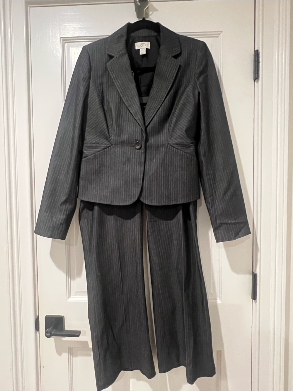 LOFT Gray Pinstripe Women's Blazer and Pants Set